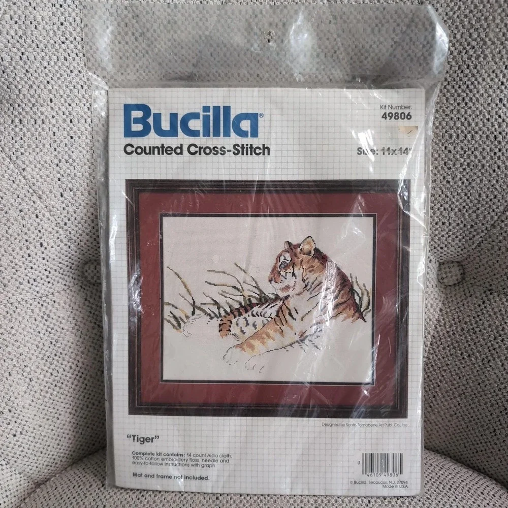 Bucilla Counted Cross-Stitch Kit Tiger 11x14 49806 Wildlife Animal NEW Sealed